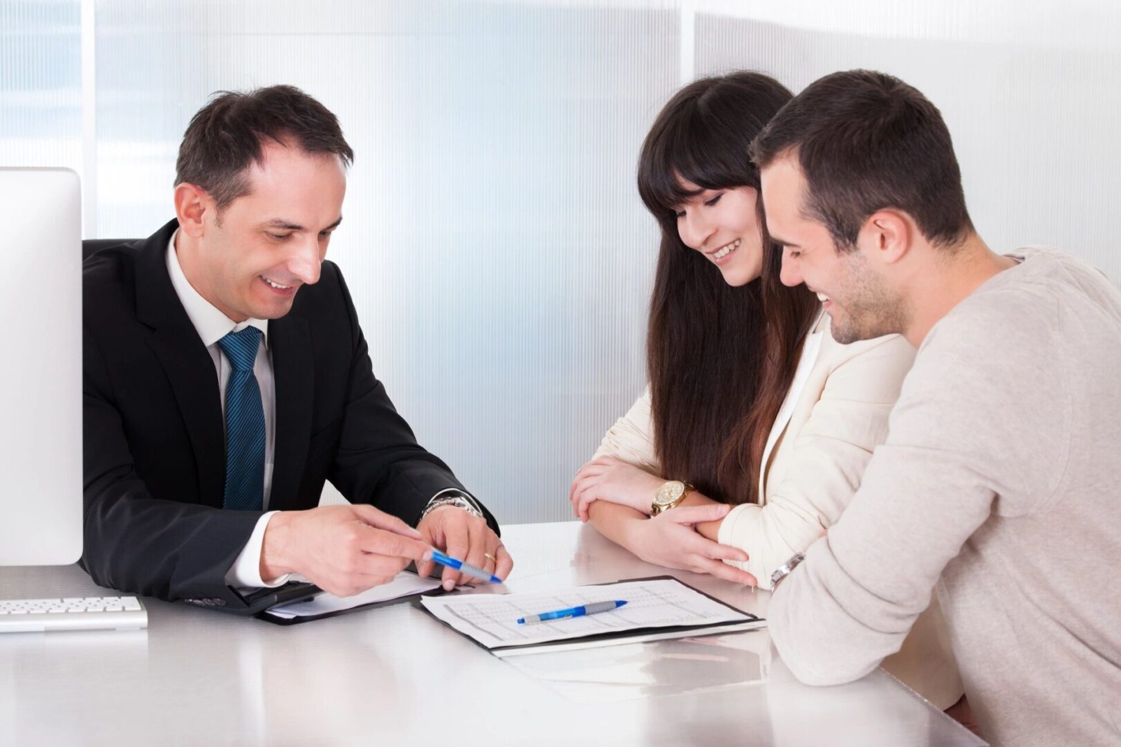 Professional insurance consultant meeting with client